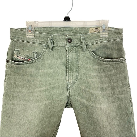 Diesel Thommer Slim Jeans Mens 30 Waist Green Denim Ankle Cropped Short Length - Picture 3 of 11